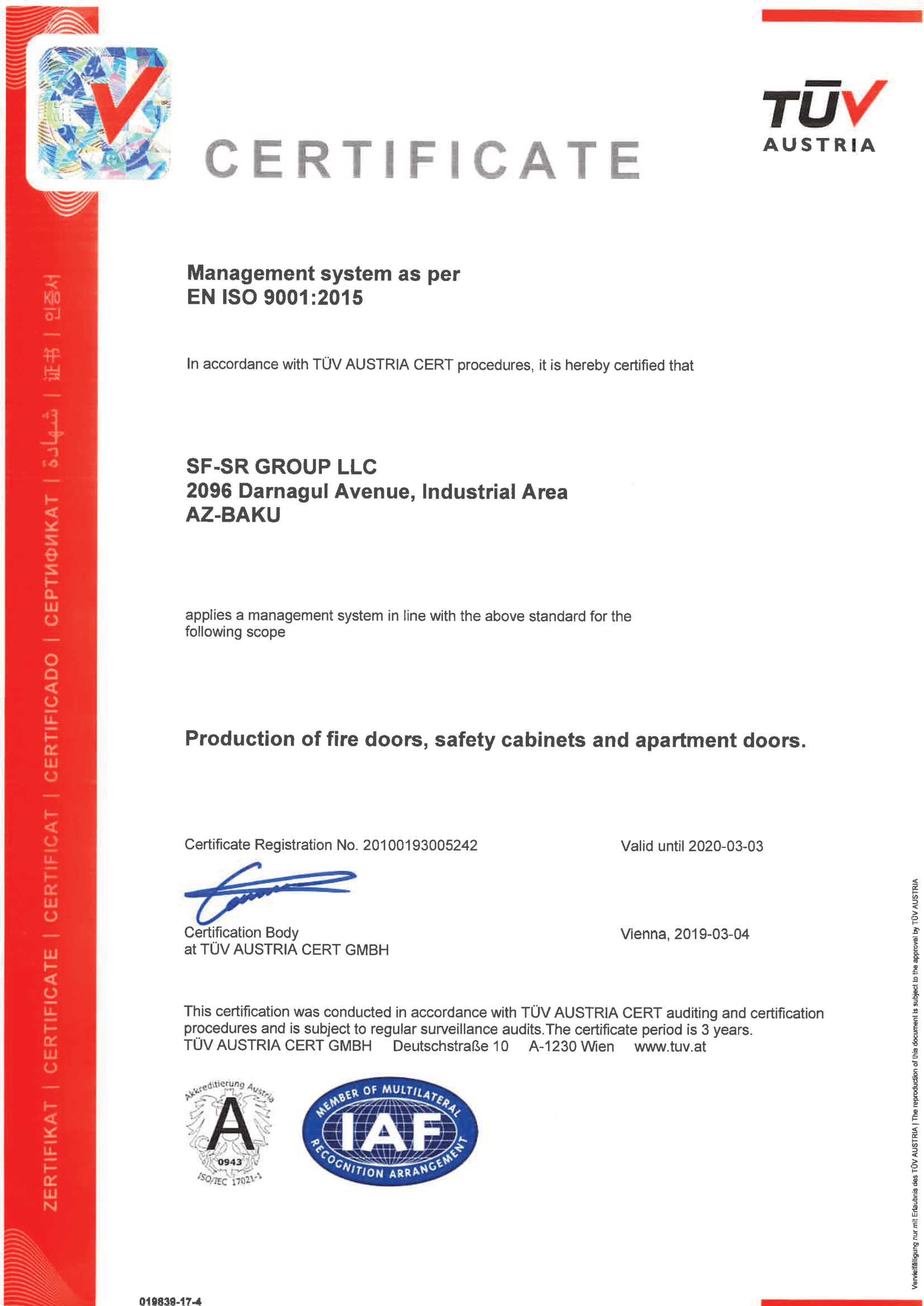 Certificates